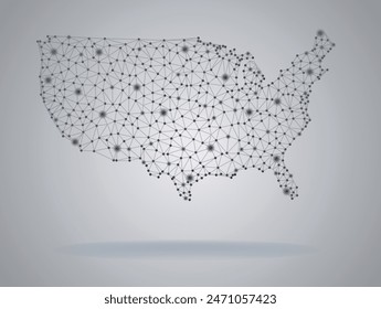 Polygonal network map of USA