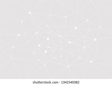 Polygonal network on a gray background. Social network concept, minimalistic design