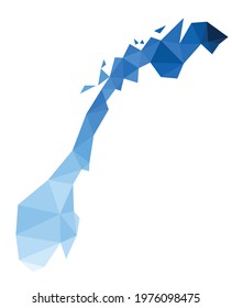 Polygonal Norway vector world map on white background. Vector illustration.