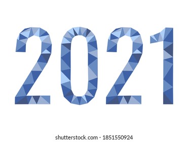 Polygonal numbers 2021 isolated on white. New year wallpaper.