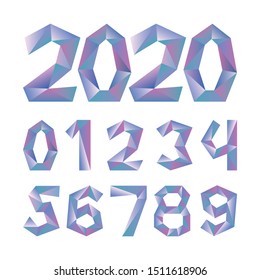 Polygonal numbers. Crystal style low poly numbers. Part of set.