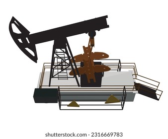 Polygonal Oil pump icon. Oil pump symbol. Vector illustration. Oil pumpjack icon in cartoon style isolated on white background. Oil industry symbol stock vector illustration. 3D..