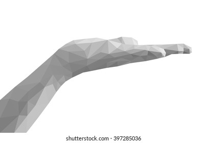 polygonal open hand palm empty monochrome