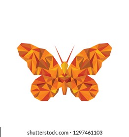 Polygonal orange butterfly vector icon