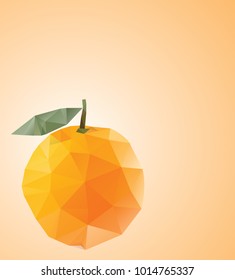 Polygonal orange fruit illustration. Low poly design.