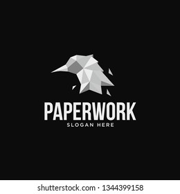 polygonal origami bird logo template