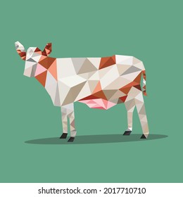ilustración vectorial de vaca de origen poligonal