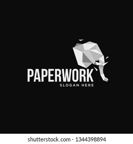 polygonal origami elephant logo template