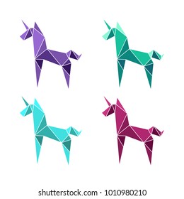 Polygonal origami unicorn. It can be used for sticker, badge, card, patch, phone case, poster, t-shirt, mug etc.