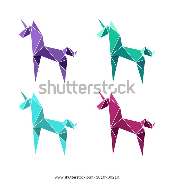 Polygonal Origami Unicorn Can Be Used Stock Vector Royalty