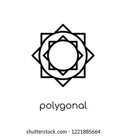 polygonal ornament of hexagons and triangles icon. Trendy modern flat linear vector polygonal ornament of hexagons and triangles icon on white background from thin line Geometry collection