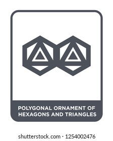 polygonal ornament of hexagons and triangles icon vector on white background, polygonal ornament of hexagons and triangles trendy filled icons from Geometry collection