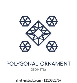 Polygonal ornament icon. Polygonal ornament linear symbol design from Geometry collection. Simple outline element vector illustration on white background.