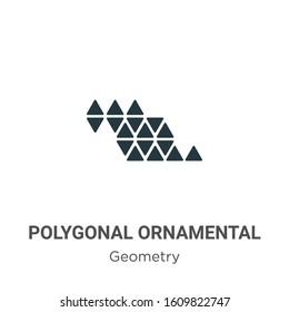 Polygonal ornamental shape of triangles glyph icon vector on white background. Flat vector polygonal ornamental shape of triangles icon symbol sign from modern geometry collection for mobile concept 