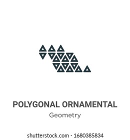 Polygonal ornamental shape of triangles outline vector icon. Thin line black polygonal ornamental shape of triangles icon, flat vector simple element illustration from editable geometry concept 