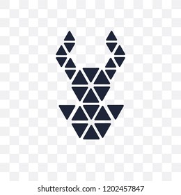 Polygonal ornamental shape of triangles transparent icon. Polygonal ornamental shape of triangles symbol design from Geometry collection. Simple element vector illustration on transparent background.