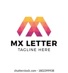 Polygonal Outstanding professional elegant trendy awesome artistic sport M, MX or XM initial based Alphabet icon logo.
