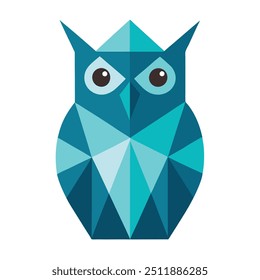 Polygonal Owl Geometric Style - Clean Typography Vector Illustration