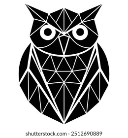 Polygonal Owl Geometric Style - Clean Typography Vector Illustration