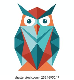 Polygonal Owl Geometric Style - Clean Typography Vector Illustration