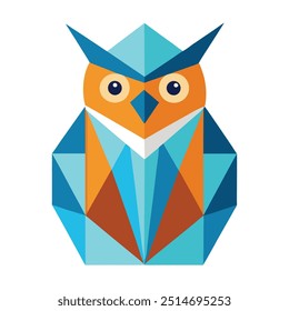 Polygonal Owl Geometric Style - Clean Typography Vector Illustration