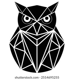 Polygonal Owl Geometric Style - Clean Typography Vector Illustration