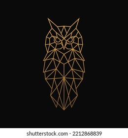 Polygonal Owl on minimalist triangle background. Geometric Logo Vector design template