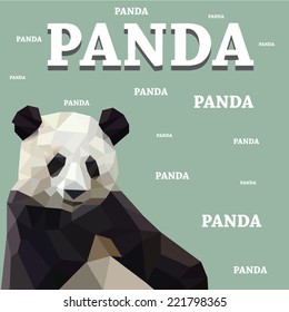 Polygonal panda on a blue background.