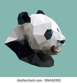 polygonal panda, polygon abstract geometric animal, vector illustration