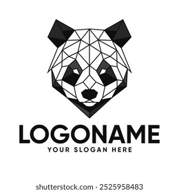 Diseño de logotipo de Vector de Premium panda poligonal