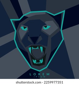 Polygonal panther illustration on flat pattern