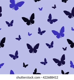 Polygonal pattern with blue butterflies, abstract wallpaper for cover, card and interior design