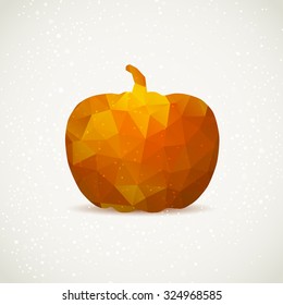 Polygonal pattern with pumpkin on a white background. Vector Illustration. Abstract polygonal pumpkin. Low poly style halloween symbol