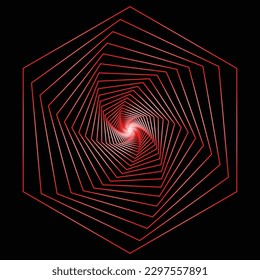 Polygonal pattern spiral vortex icon on a dark background, easily editable wireframe icon vector art illustration