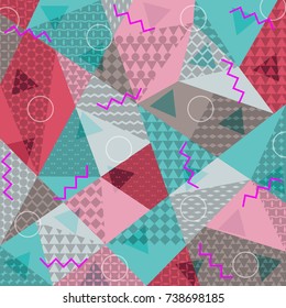 Polygonal pattern in the style of the memphis. Modern background for the poster, cover, postcard, website. Vector.