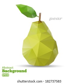 Polygonal pear fruit. Abstract geometric origami style. Vector EPS 10 illustration.