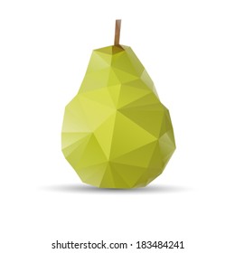 Polygonal pear fruit. Abstract geometric origami style. Vector EPS 10 illustration.