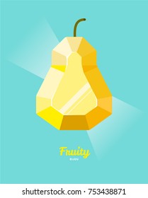 Polygonal pear icon or fruit candy. Fruit is like a precious stone or a piece of ice