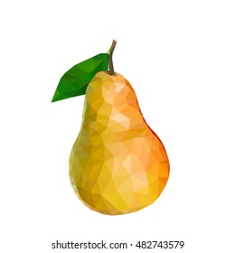 Polygonal pear - Triangle fruit - Low poly pear