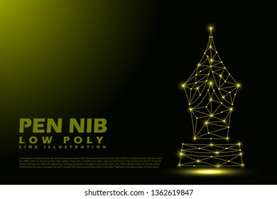 Polygonal Pen nib - Low poly line style illustration - yellow Light concept