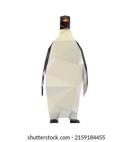 Polygonal penguin, low poly penguin, geometric vector illustration, isolated on white background.