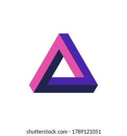 Polygonal Penrose triangle. Impossible geometric element. Optical illusion. Low poly design