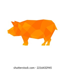 Polygonal pig isolated on a white background