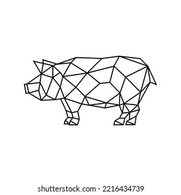 Polygonal pig logo icon vector illustration