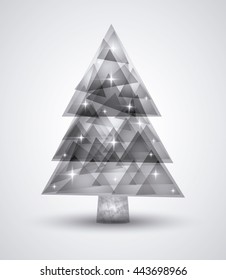 Polygonal Pine tree icon. Merry Christmas design. vector graphic