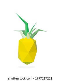 polygonal pineapple art image. low poly pineapple vector illustration.