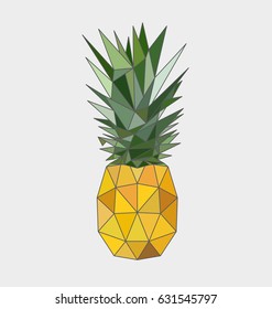 Polygonal pineapple fruit isolated on white background. Vector illustration