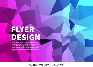 Polygonal pink and blue background. Design flyer. Cover brochure. Vector illustration