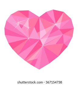 polygonal pink colored heart
