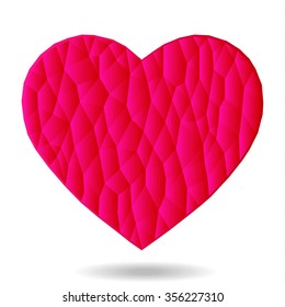 Polygonal pink heart gem. Vector illustration. Bright image of triangles